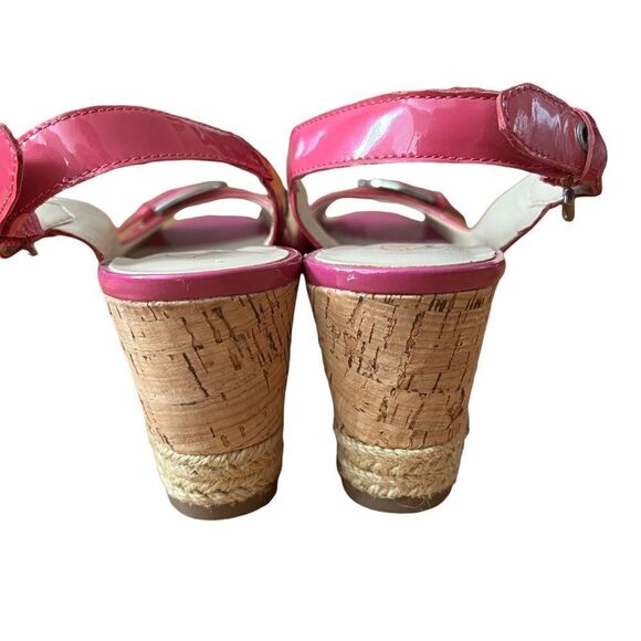 Franco Sarto Patent Leather Peep Toe Slingback Wedges size 6 - Picture 4 of 9